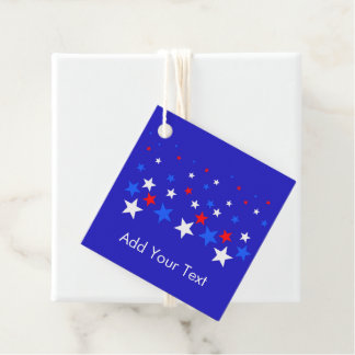 Blue, Red and White Star Pattern Favour Tags