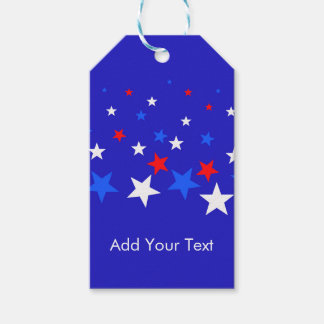Blue, Red and White Star Pattern Gift Tags