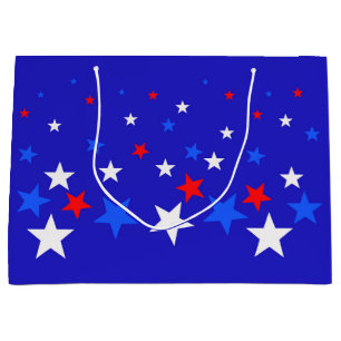 Blue, Red and White Star Pattern Large Gift Bag