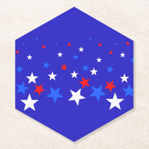 Blue, Red and White Star Pattern Paper Coaster