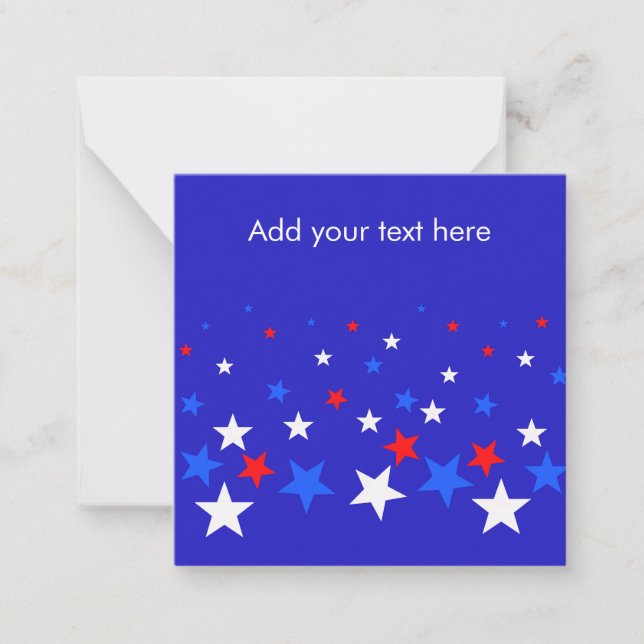 Blue, Red and White Star Pattern Personalised Card (Front)