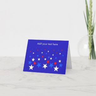 Blue, Red and White Star Pattern Personalised Note Card