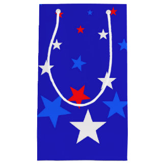 Blue, Red and White Star Pattern Small Gift Bag