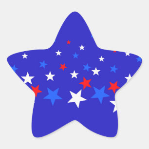 Blue, Red and White Star Pattern Sticker