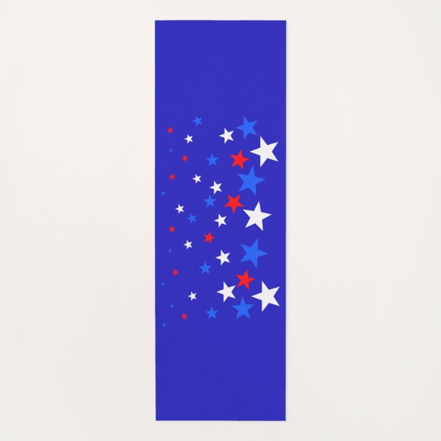 Blue, Red and White Star Pattern Yoga Mat (Front)
