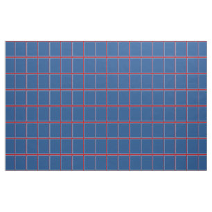Blue Red and White Windowpane Check Fabric
