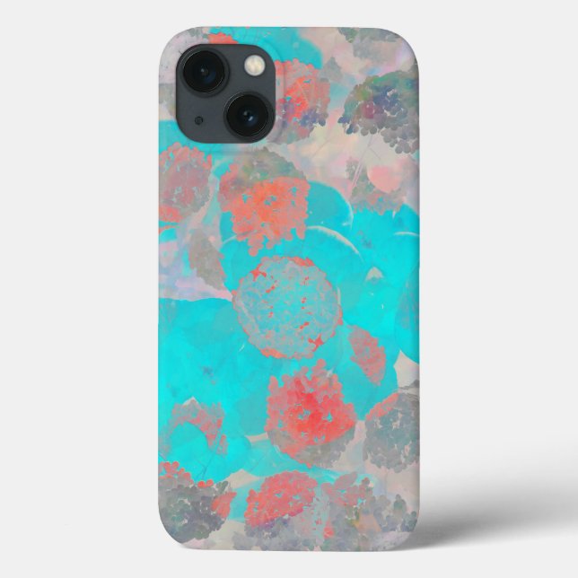 Blue red art of romantic floral / flower pattern Case-Mate iPhone case (Back)