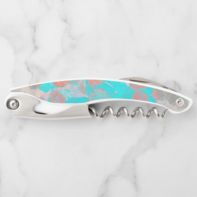Blue red art of romantic floral / flower pattern corkscrew (Front)