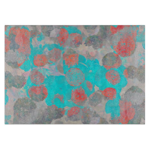 Blue red art of romantic floral / flower pattern cutting board