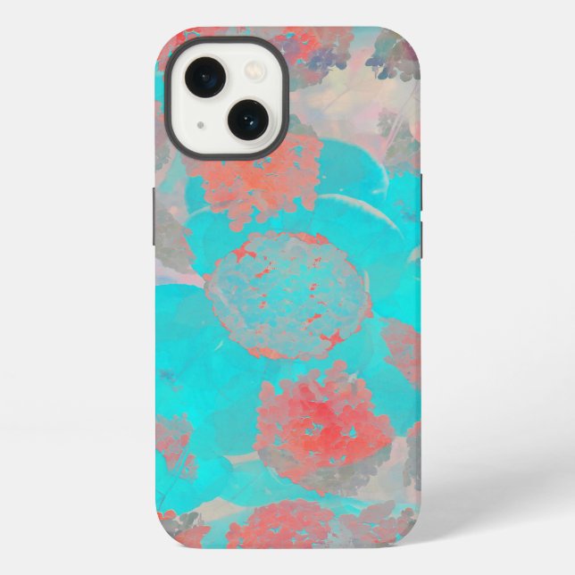 Blue red art of romantic floral / flower pattern iPhone case (Back)