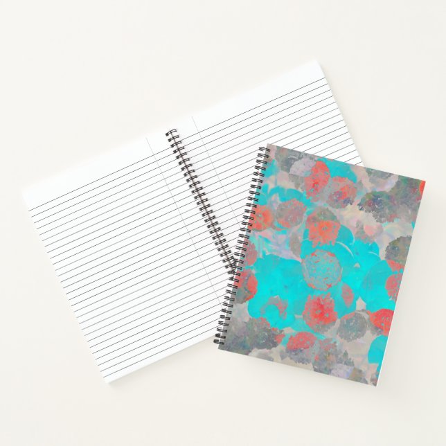 Blue red art of romantic floral / flower pattern notebook (Inside)