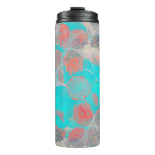 Blue red art of romantic floral / flower pattern thermal tumbler