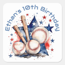 Blue Red Baseball Bat Ball Name BIrthday Party