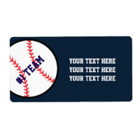 Blue Red Baseball Team Sports Party Sticker labels