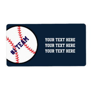 Blue Red Baseball Team Sports Party Sticker labels