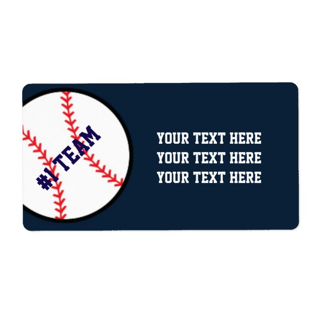 Blue Red Baseball Team Sports Party Sticker labels (Front)