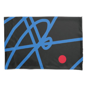 Blue Red Black Abstract Art Minimalism Pillowcase