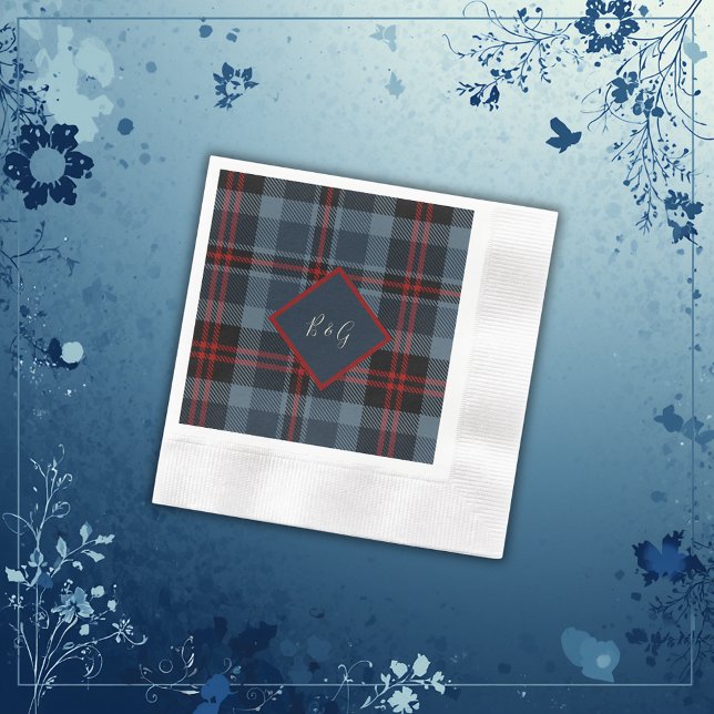 blue red black scottish celtic tartan pattern napkin (Creator Uploaded)