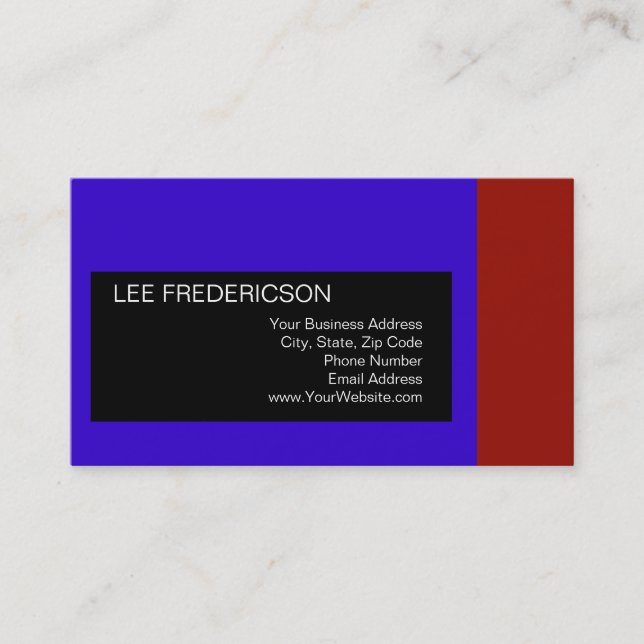 Blue Red Black Simple Plain Business Card (Front)