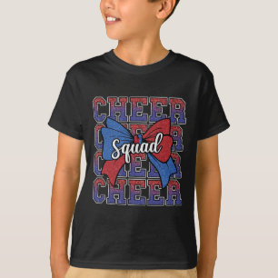 Blue Red Bow Cheer Squad Sport Cheerleader Cheerle T-Shirt