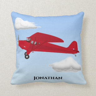 Blue Red Boy's Bedroom Vintage Aeroplane Cushion