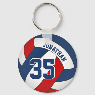 blue red boys team colours jersey number key ring