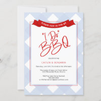 Blue Red Buffalo Plaid I Do BBQ Bridal Shower Invi