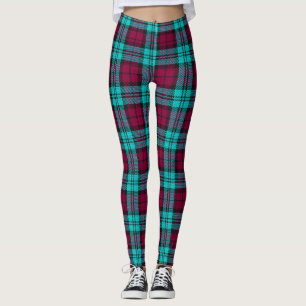 Blue Red Campbell Tartan Blackwatch Plaid Leggings