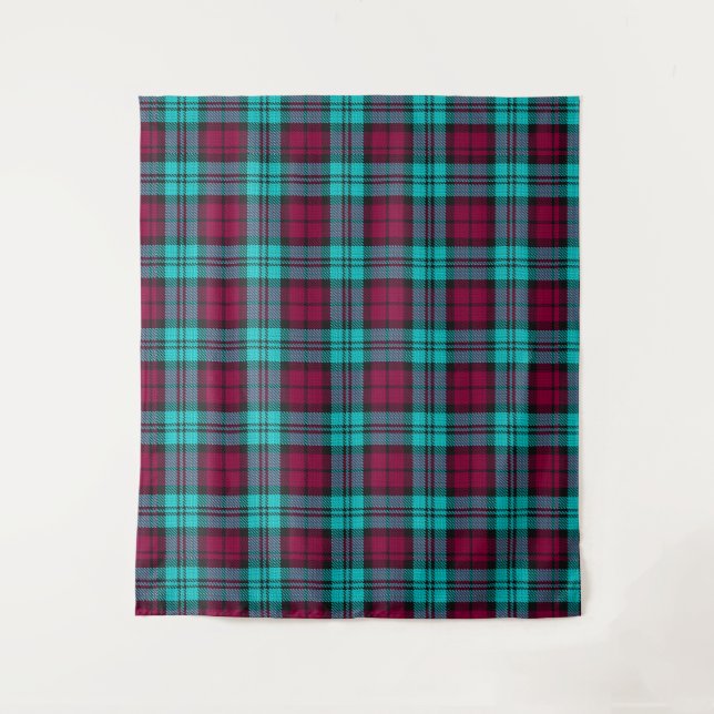Blue Red Campbell Tartan Blackwatch Plaid Tapestry (Front)