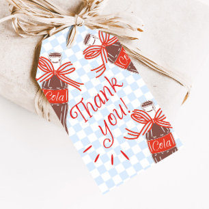 Blue & Red Chequered Retro Baby Shower Favour Gift Tags