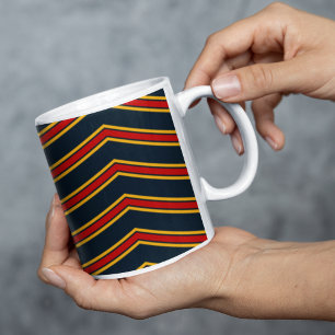 Blue Red Chevron Stripes Cutting Board Coffee Mug