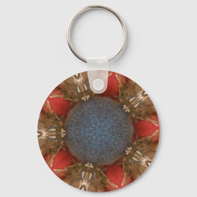 Blue Red Christmas Decoration Baubles Key Ring (Front)