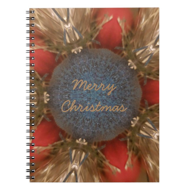 Blue Red Christmas Decoration Baubles Notebook (Front)