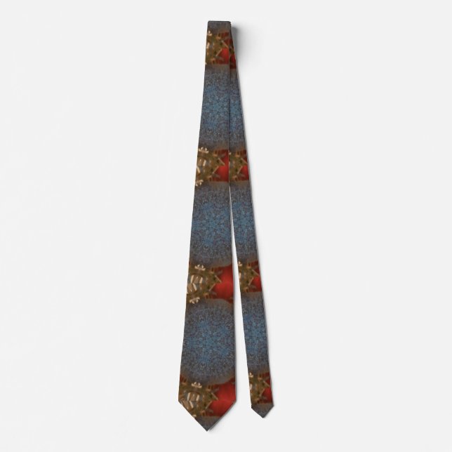 Blue Red Christmas Decoration Baubles Tie (Front)