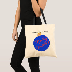 Blue .Red Christmas Ornament Ball Tote Bag