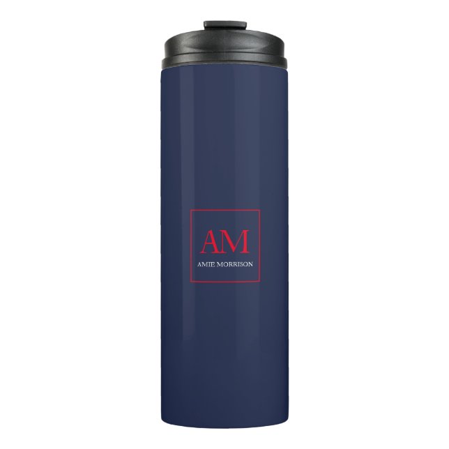 Blue Red Colours Monogram Initial Letters Name Thermal Tumbler (Front)