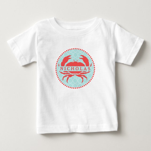 Blue+ Red Crab Romper Baby T-Shirt (Front)