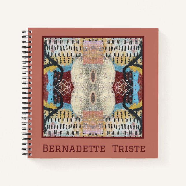 Blue Red Cream Geometric Seamless Pattern Notebook (Front)