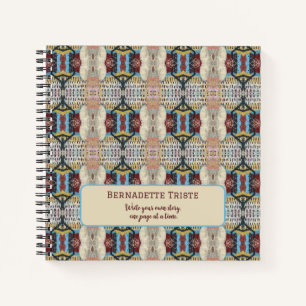 Blue Red Cream Geometric Seamless Pattern Notebook