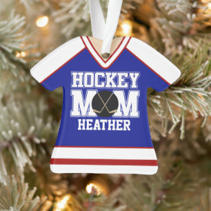 Blue/Red Custom Hockey Mum Jersey Ornament