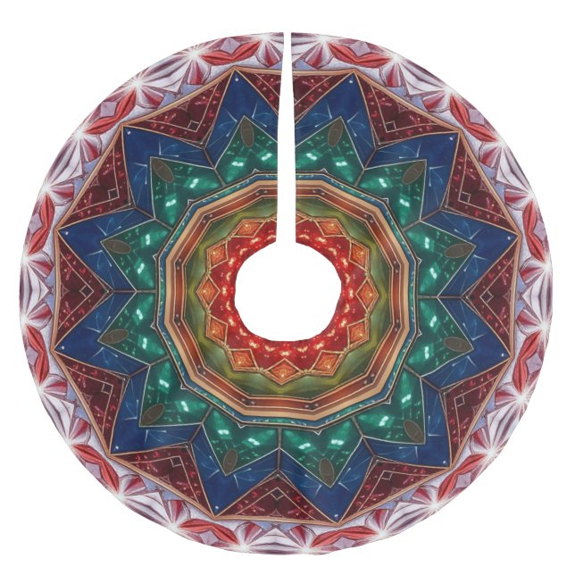 Blue Red Decorative Tree Skirt (Front)