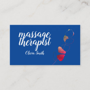 Blue red elegant greenery rustic stylish feminin business card