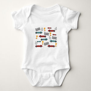 Blue & Red Fast Classic Racing Cars Baby Bodysuit