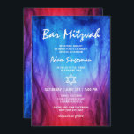 Blue Red Fire and Ice | Star of David Bar Mitzvah Invitation<br><div class="desc">Stunning blue and red, fire and ice party theme Bar Mitzvah invitations you can make completely your own with a personalised touch. The original watercolor illustration depicts flames of red fire and blue ice combining together to create vivid tones of purple and violet. This personalised Bar Mitzvah invitation template is...</div>