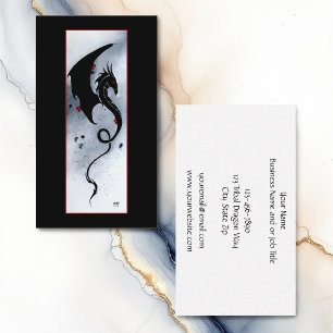 Blue Red Flowers Black Dragon Business Card
