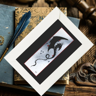 Blue Red Flowers Black Dragon Rectangular Sticker