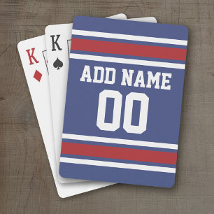 Blue Red Football Jersey Custom Name Number Playing Cards