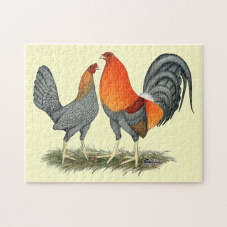 Blue Red Gamefowl Jigsaw Puzzle