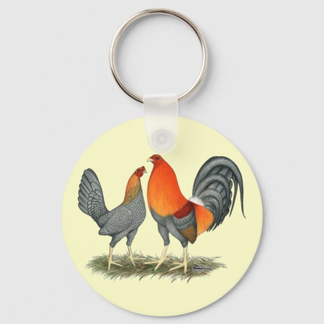 Blue Red Gamefowl Key Ring (Front)