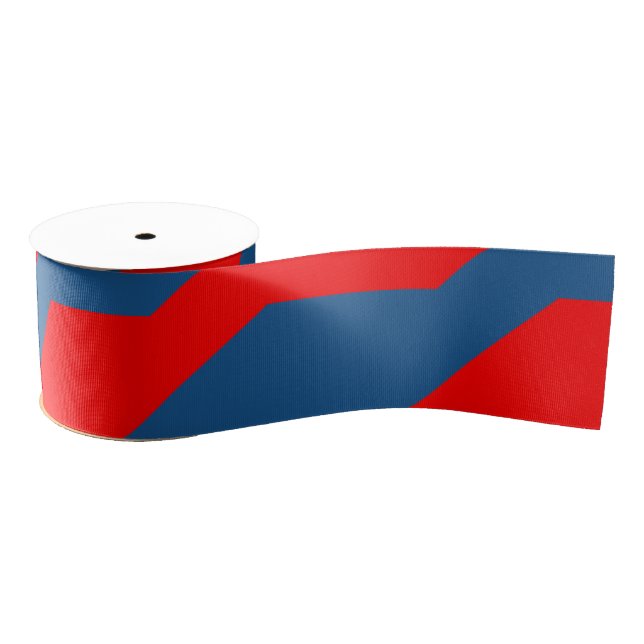 Blue & Red Geometric Design | Any Length | Custom Grosgrain Ribbon (Spool)